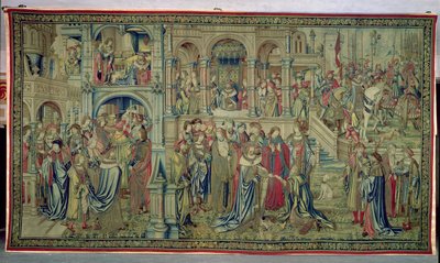 子と王の死は勝利を約束されている、ダビデとバトシェバのタペストリー、1510〜15年 作： Flemish School
