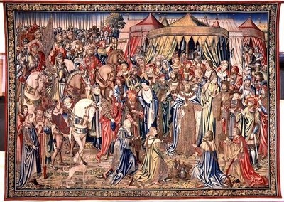 王家の記章の贈呈 ダビデとバテシバのタペストリー 1510-15年頃（タペストリー） 作： Flemish School