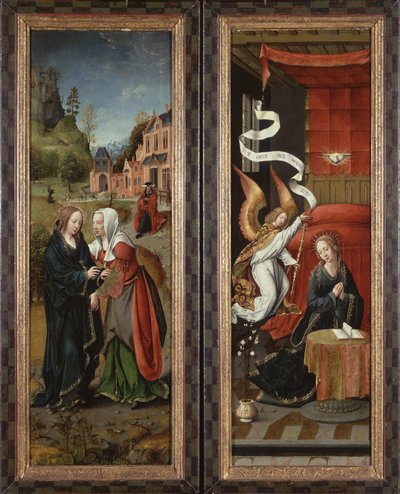 訪問と受胎告知（パネルに油彩） 作： Flemish School