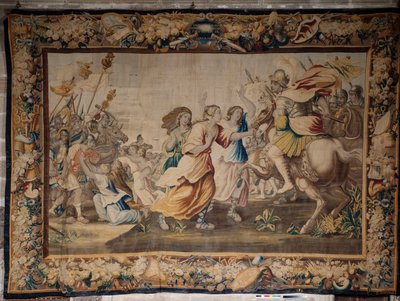 大聖堂 (Catedral de Santa María de Sigüenza)。 大聖堂コレクション。 フランダースのタペストリー。 ローマの歴史（？）。 署名：「BB D EGGERMANS. イアン・ル・クレール、D・エッガーマンズ」. ブリュッセル。 17世紀初頭。 作： Flemish School