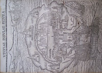 ユートピアのタイトルページ、トーマス・モア著、ルーヴェン1516 作： Flemish School