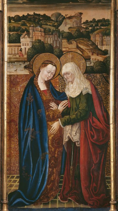 三連祭壇画、面会、中央パネル（345910、345911も参照） 作： Flemish School