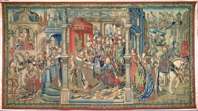 ヒッタイトの死に遣わされたユリヤ、ダビデとバトシェバのタペストリー、1510〜15年 作： Flemish School