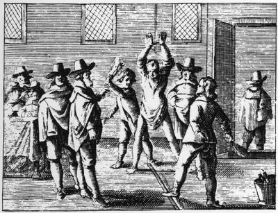 子供たちに叩かれる魔法使い-1725年の版画（Abraham Palingh作「La Sorcellerie demasquee（