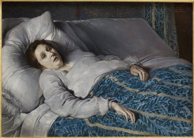 死の床にある若い女性匿名の絵画、油彩、キャンバス 作： Flemish School