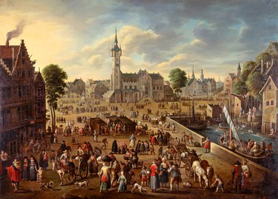 リールのメイン広場の街並み、1620～1625年頃 作： Flemish master