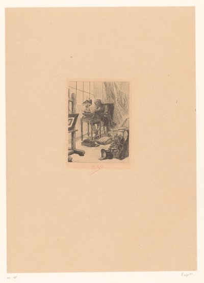古い男 leest で een studeerkamer 現代美術 グリモアを読む 往年の愛書家 作： Félicien Rops (signed by artist)