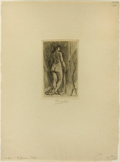 毛皮で立っている女性 作： Félicien Rops