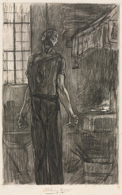 鍛冶場で吊るされた男 作： Félicien Rops