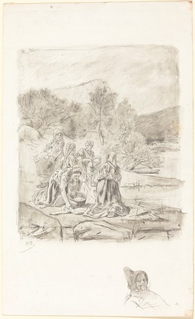 洗濯婦、c.1884-1887。 作： Félicien Rops