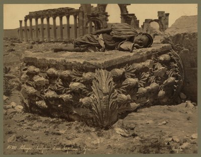 パルミラの大列柱廊の風景、1875年頃（アルビネン・プリント 作： Félix Bonfils