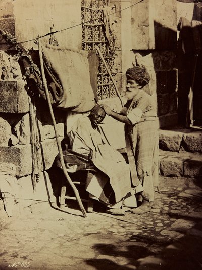アルバムダマスとバールベック：シリアの理髪師 作： Félix Bonfils