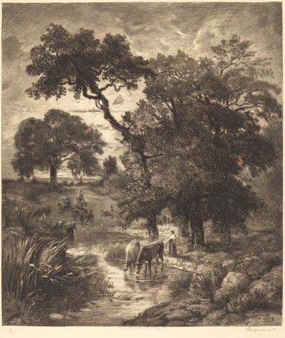 夜 作： Félix Bracquemond after Théodore Rousseau
