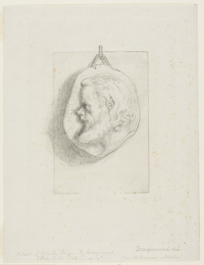 チャールズ・メリヨンの横顔 作： Félix Henri Bracquemond