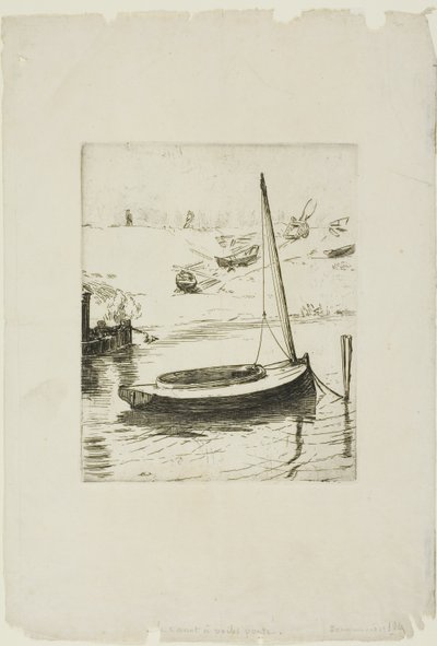 帆を下げたボート 作： Félix Henri Bracquemond