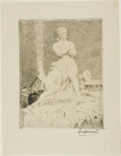 ファルギエール作「レジスタンスの像」、『パリ包囲戦』第4版、1870年 作： Félix Henri Bracquemond