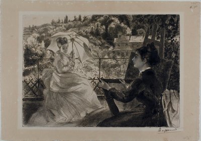 ブランカス邸のテラス 作： Félix Henri Bracquemond