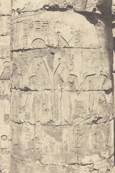 カルナック テーベ、宮殿 - 列柱ホール - 中央コロネード - ふたの装飾、1853 年。 作： Félix Teynard