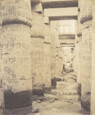 Karnak Thebes、Palace - Hypostyle Hall - Window and Capitals of ...、1851-52、印刷 1853-54. 作： Félix Teynard