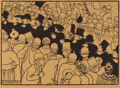 1893年、一列になって通りを行進するル・モノーム。 作： Félix Vallotton