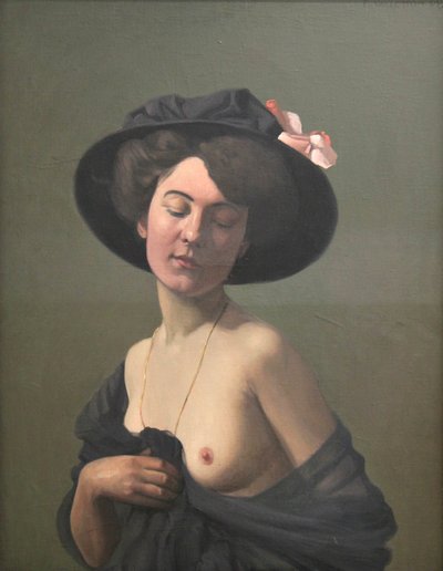 「黒い帽子をかぶった若い女性」、1908年 作： Félix Vallotton