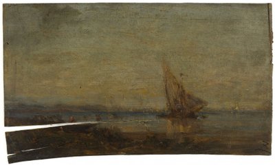 マルティーグの前で、黄色い帆、1875年頃（木に油彩） 作： Félix Ziem