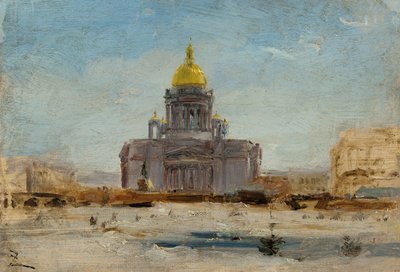 サンクトペテルブルク、聖イサク、1-1844年から9-1844年の間（油彩、紙、キャンバス） 作： Félix Ziem