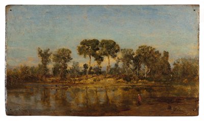 アルルとアヴィニョンの間のローヌ、1860年から1865年の間（油彩・木） 作： Félix Ziem