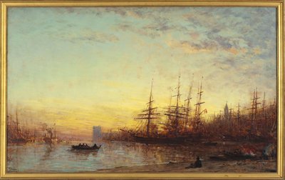 夕暮れのマルセイユ港、1890年から1895年の間（油彩・カンヴァス） 作： Félix Ziem
