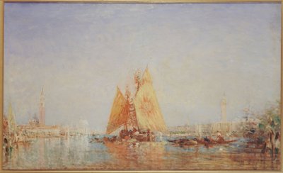 ヴェネツィア、黄色い帆のトラバッコロ、1870年から1890年の間（油彩・カンヴァス） 作： Félix Ziem