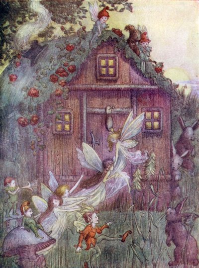 ウェンディ＆カンパニーのために建てられた家（カラーリトグラフ） 作： Flora White