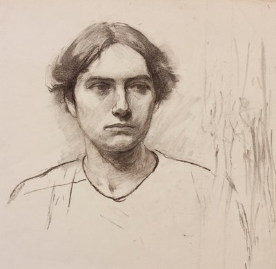アートスクールモデルの責任者、1900年頃（木炭） 作： Florence Eleanor Shepard