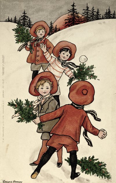 ホリーが雪玉を投げる子供たち（カラーリソ） 作： Florence Hardy