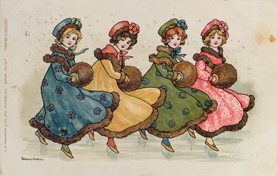 マフと4人の若い女の子 作： Florence Hardy