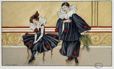 Pierrot and Colombine - dess. by Florence Hardy, deb.20世紀 作： Florence Hardy