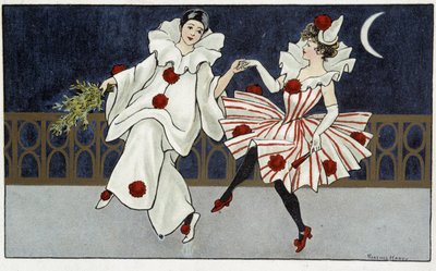 月明かりの中で踊るピエロとコロンビーヌ - フローレンス・ハーディ作、デビュー作20世紀 作： Florence Hardy