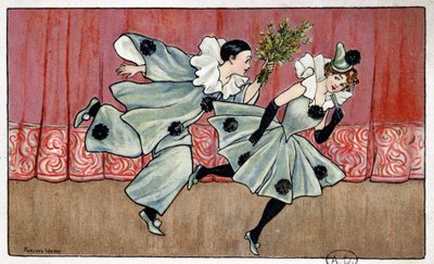 コロンビーヌを追いかけるピエロ - フローレンス・ハーディの作品、deb.20世紀 作： Florence Hardy