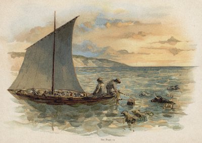 The Swiss Family Robinson のシーン: 難破船から動物を連れてくる (クロモリソ) 作： Florence Maplestone