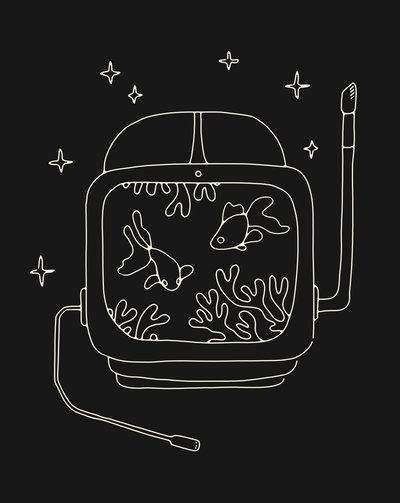 水に浮かぶ宇宙飛行士のヘルメット 作： Florent Bodart