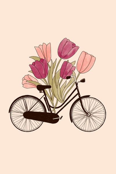 自転車と花：アムステルダム、2022年（デジタル） 作： Florent Bodart