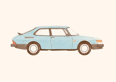 サーブ900ヴィンテージ、2024年（鉛筆とデジタル） 作： Florent Bodart