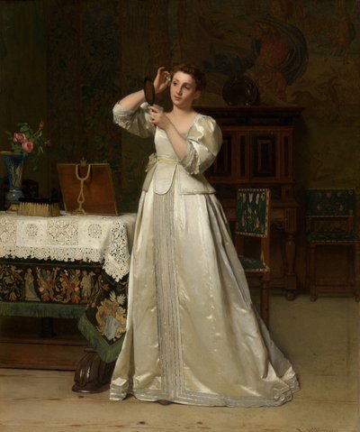Mulher com Espelho (óleo sobre painel) 作： Florent Willems