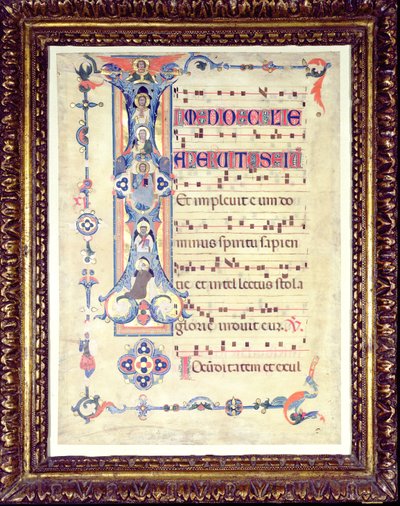 1315年頃の伝説的な聖ヨハネを描いた、歴史的なイニシャルを描いた段階的な作品 作： Florentine School