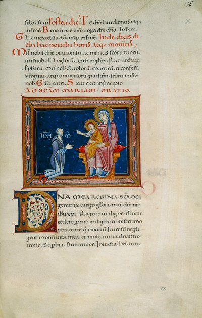 王座に就いた聖母と幼子および寄贈者（Cod.Pluteo XVII.3, c. 155 作： Florentine School