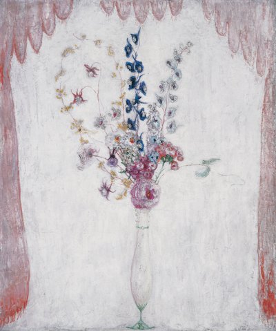 Delphinums and Columbine、c.1923（キャンバスに油彩） 作： Florine Stettheimer
