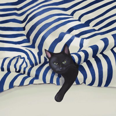 のぞき見する黒猫 作： Flow Line