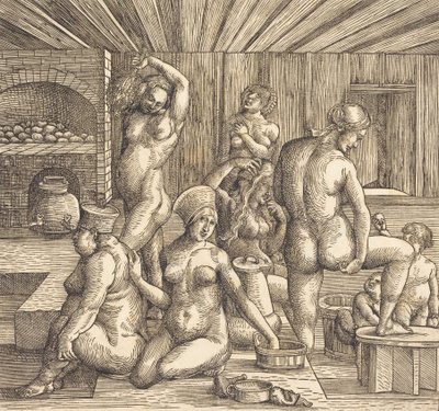 女性の風呂、c。 15051510。 作： Follower of Albrecht Durer