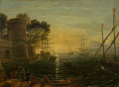 夕暮れの港 作： Follower of Claude Lorrain