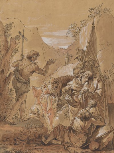 荒野でのバプテスマのヨハネの説教 作： Follower of Francesco Fontebasso