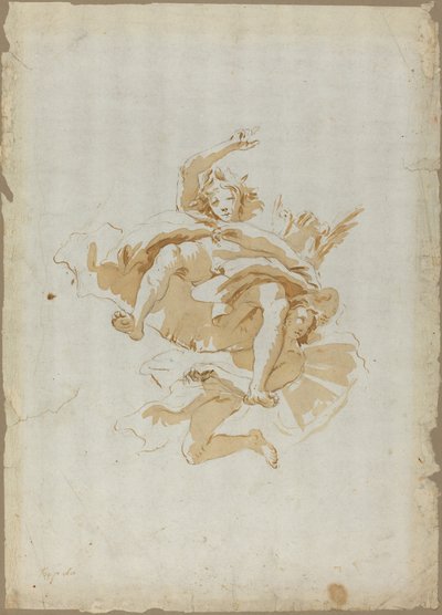 天井フレスコ画のドローイング 作： Follower of Giovanni Battista Tiepolo